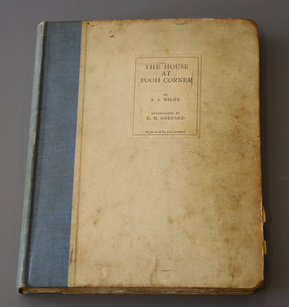 Milne, Alan Alexander - The House at Pooh corner, 1st edition, qto, one of 350 large paper copies, illustrated by Ernest H. Shepard, ha